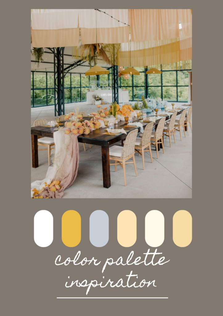 Colorful boho wedding color palette inspiration from this styled branding shoot in Kansas City.
