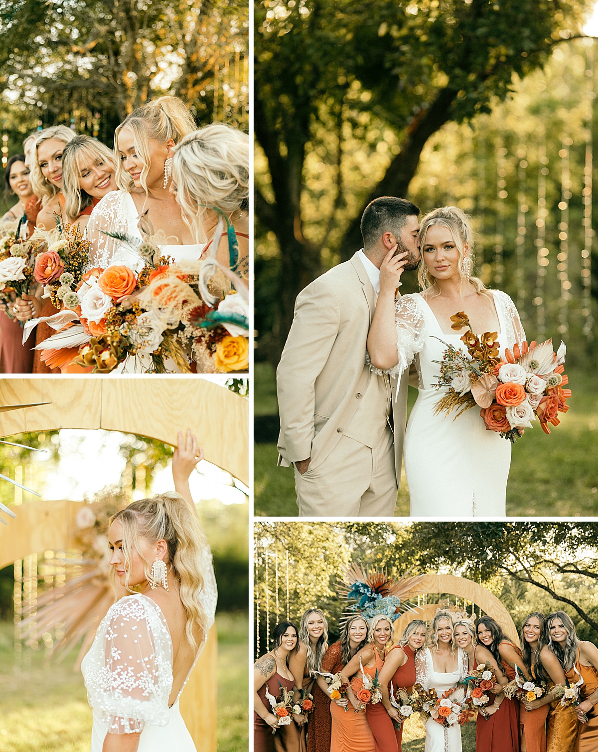 Colorful orange and blue modern eclectic garden wedding in Kansas City.